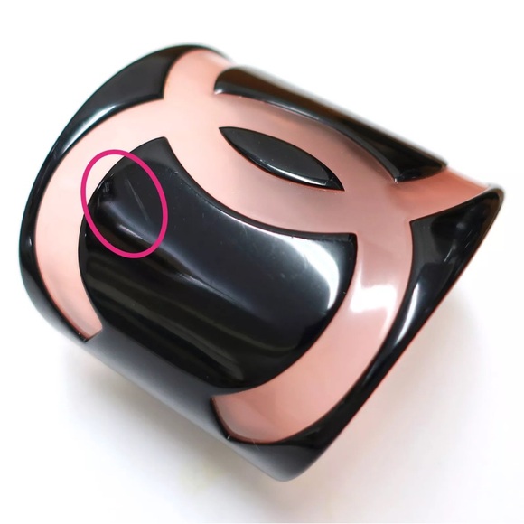 AUTH Chanel CC Resin Wide Cuff Bracelet - Picture 3 of 8